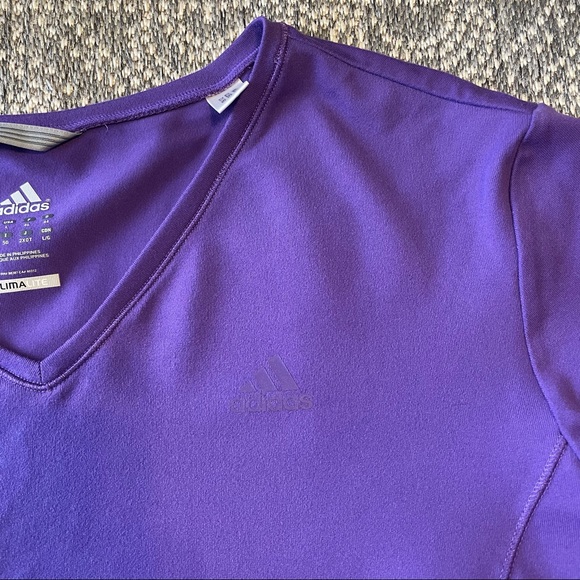 ADIDAS Climalite Dark Purple Short Sleeve Workout T Shirt Size Large - Picture 5 of 6